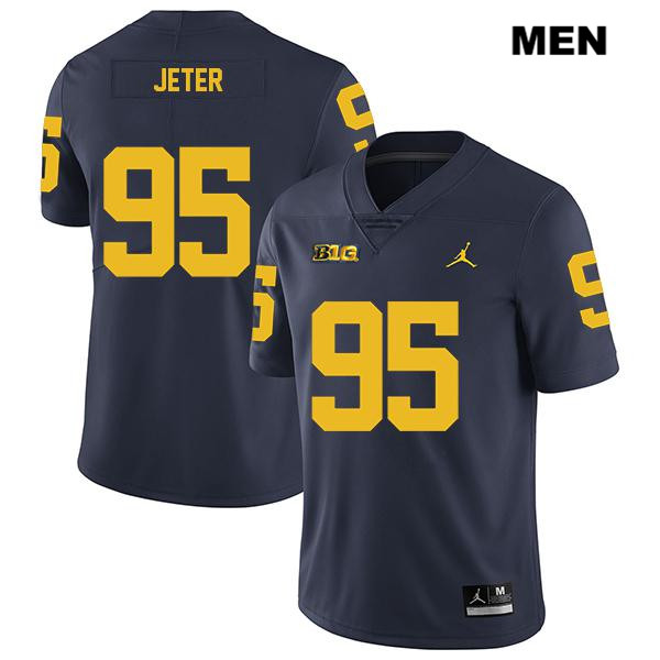 Men's NCAA Michigan Wolverines Donovan Jeter #95 Navy Jordan Brand Authentic Stitched Legend Football College Jersey TE25U26YH